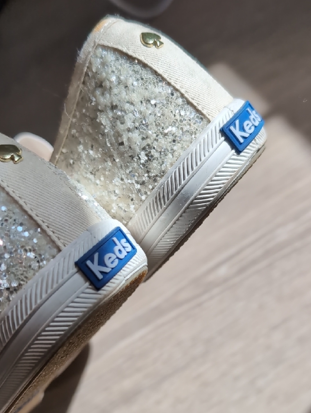 kate spade x Keds Glitter Ribbon Lace-Up Sneakers -  Silvery  Sparkle - Picture 7 of 12